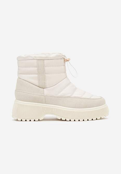 Beżowe Pikowane Śniegowce ze Ściągaczem Monivella