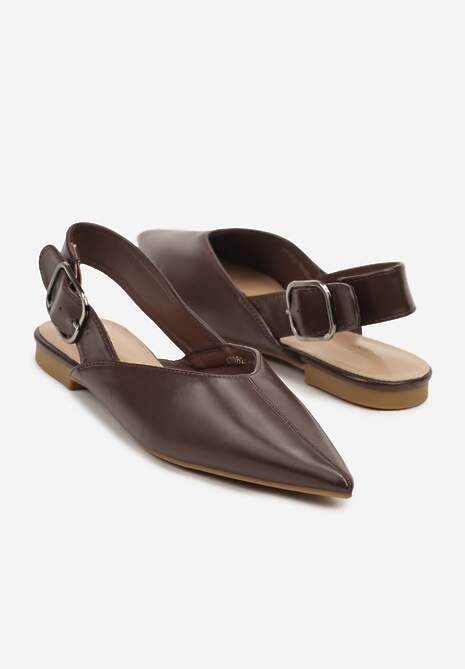 Ciemnobrązowe Sandały Vices Slingback z Paskiem ze Sprzączką Nirarine