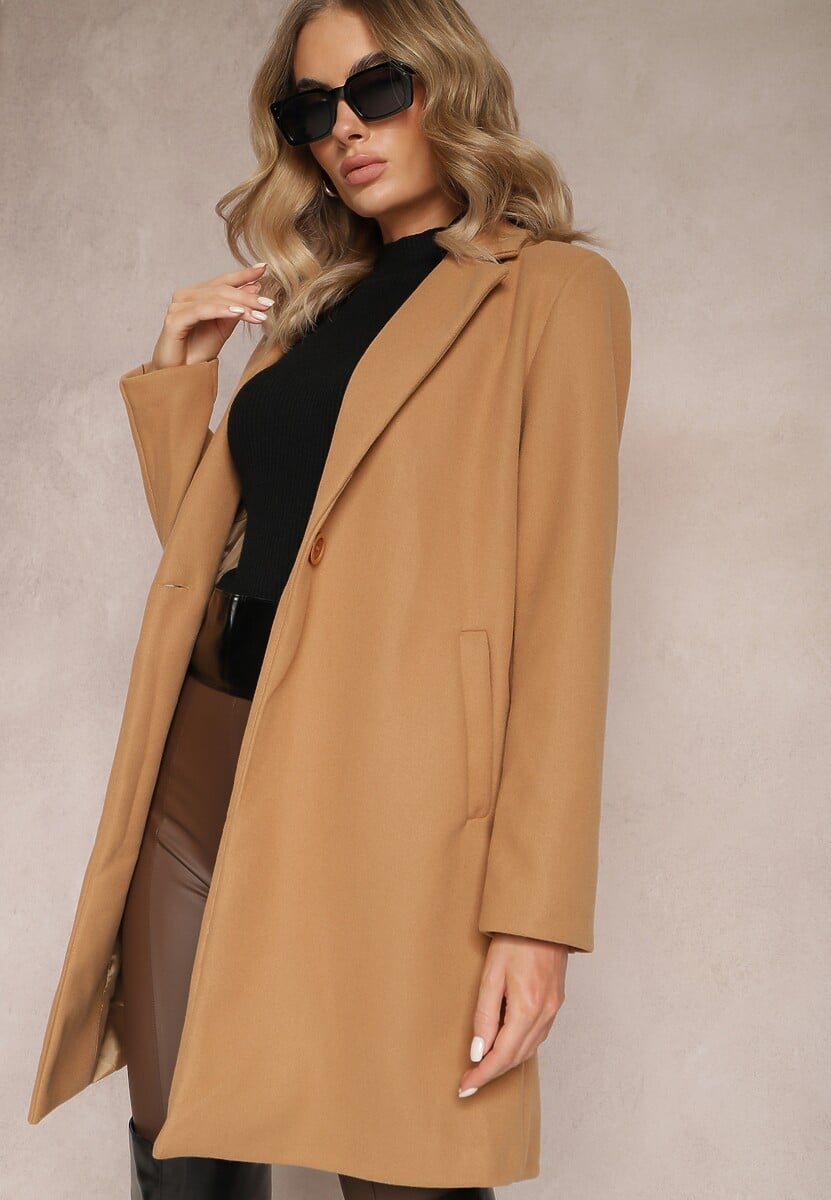 Beżowy Płaszcz Jednorzędowy Bulah