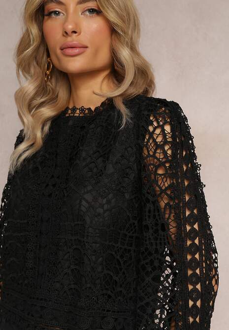 Czarna Bluzka Koronkowa Nohames