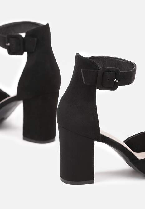 Czarne Czółenka Zapinane wokół Kostki z Ekozamszu na Słupku Xarfa