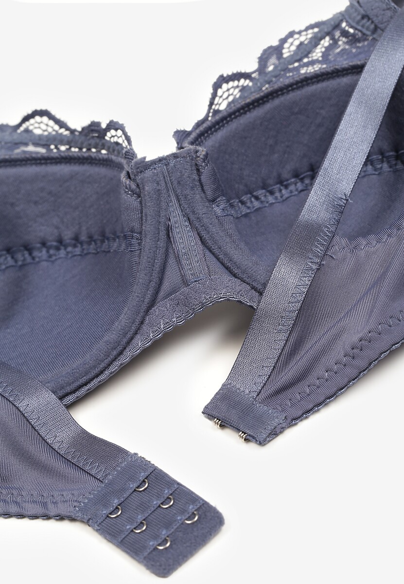 Granatowy Klasyczny Biustonosz z Regulowanymi Ramiączkami Vikiirin