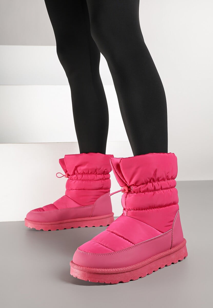 Ciemnoróżowe Pikowane Śniegowce z Troczkiem Pehn