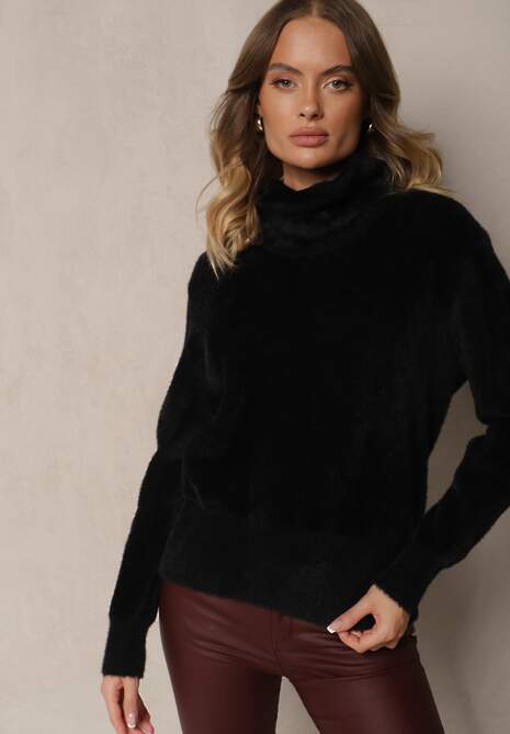 Czarny Casualowy Golf z Kaszmirem Edionis