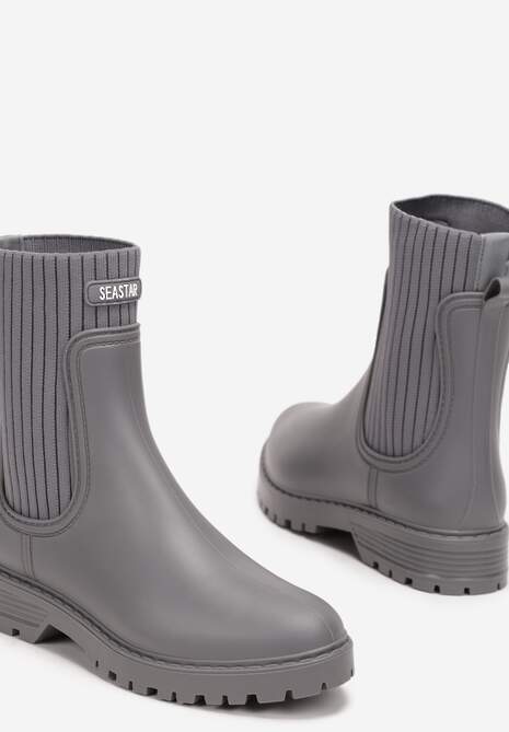 Szare Kalosze za Kostkę z Elastyczną Cholewką Velena