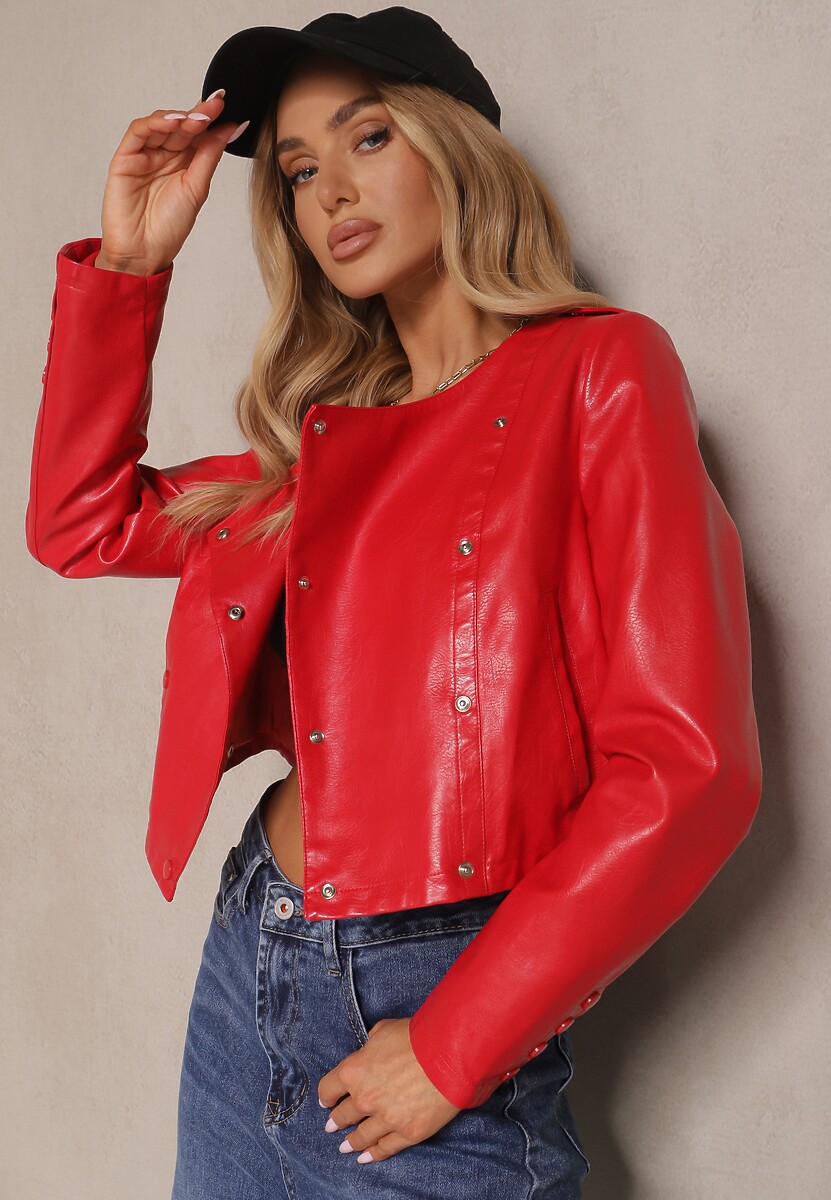 Czarna Kurtka w Stylu Ramoneski z Guzikami Sesiloria