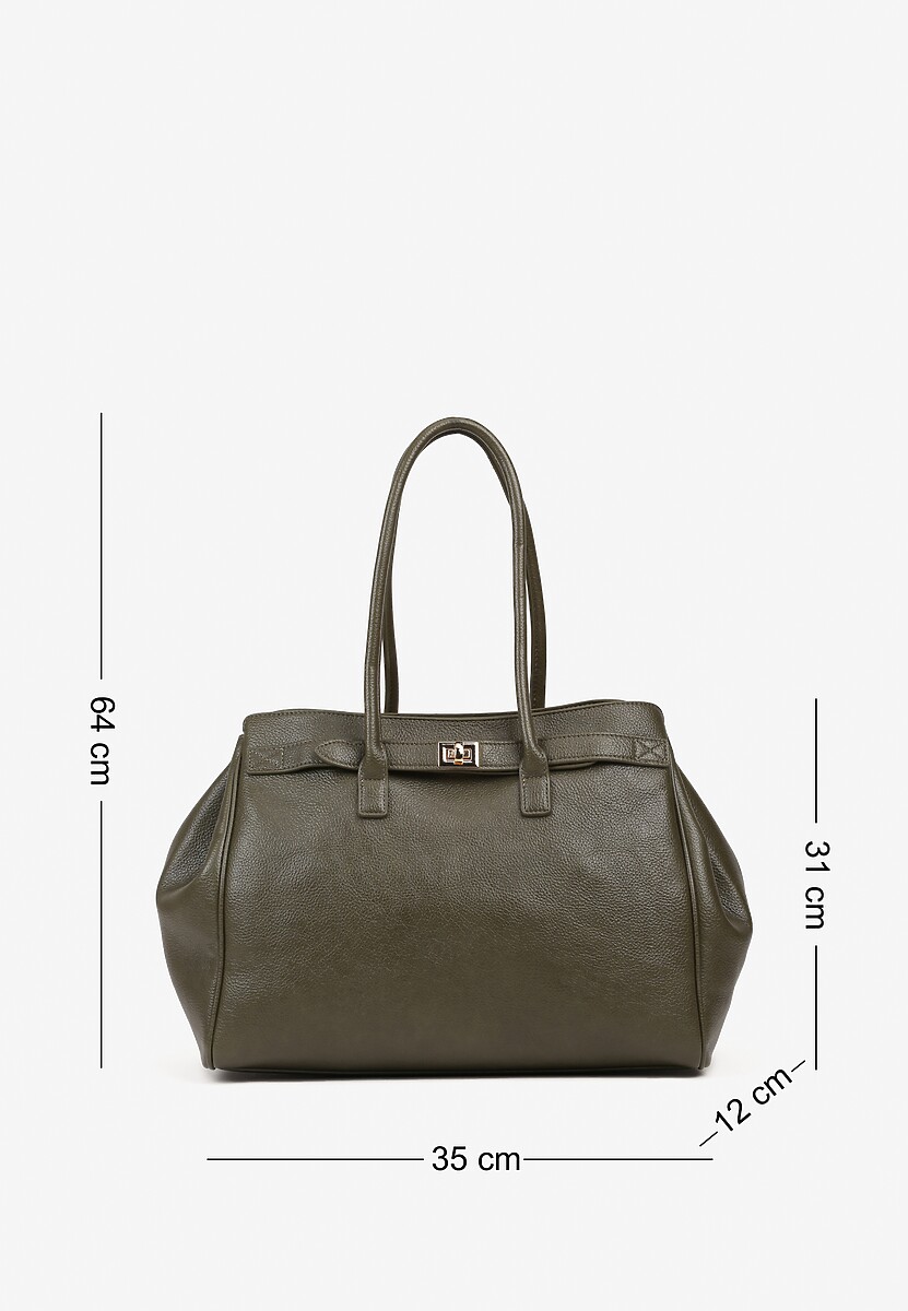 Bordowa Torebka Shopper z Dwoma Rączkami Ozdobiona Paskiem z Klamrą Remisse