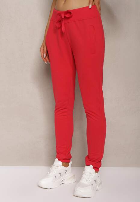 Czerwone Dresowe Spodnie o Klasycznym Fasonie z Gumką w Pasie Ivemia