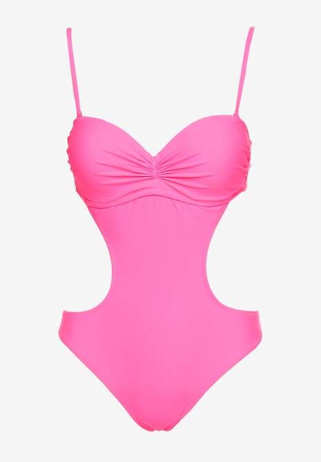 Fuksjowy Strój Kąpielowy Jednoczęściowy z Wycięciami w Talii i na Plecach Tovantia