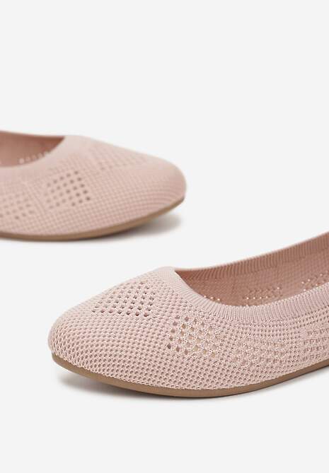 Różowe Ażurowe Balerinki z Okrągłym Noskiem Siotte