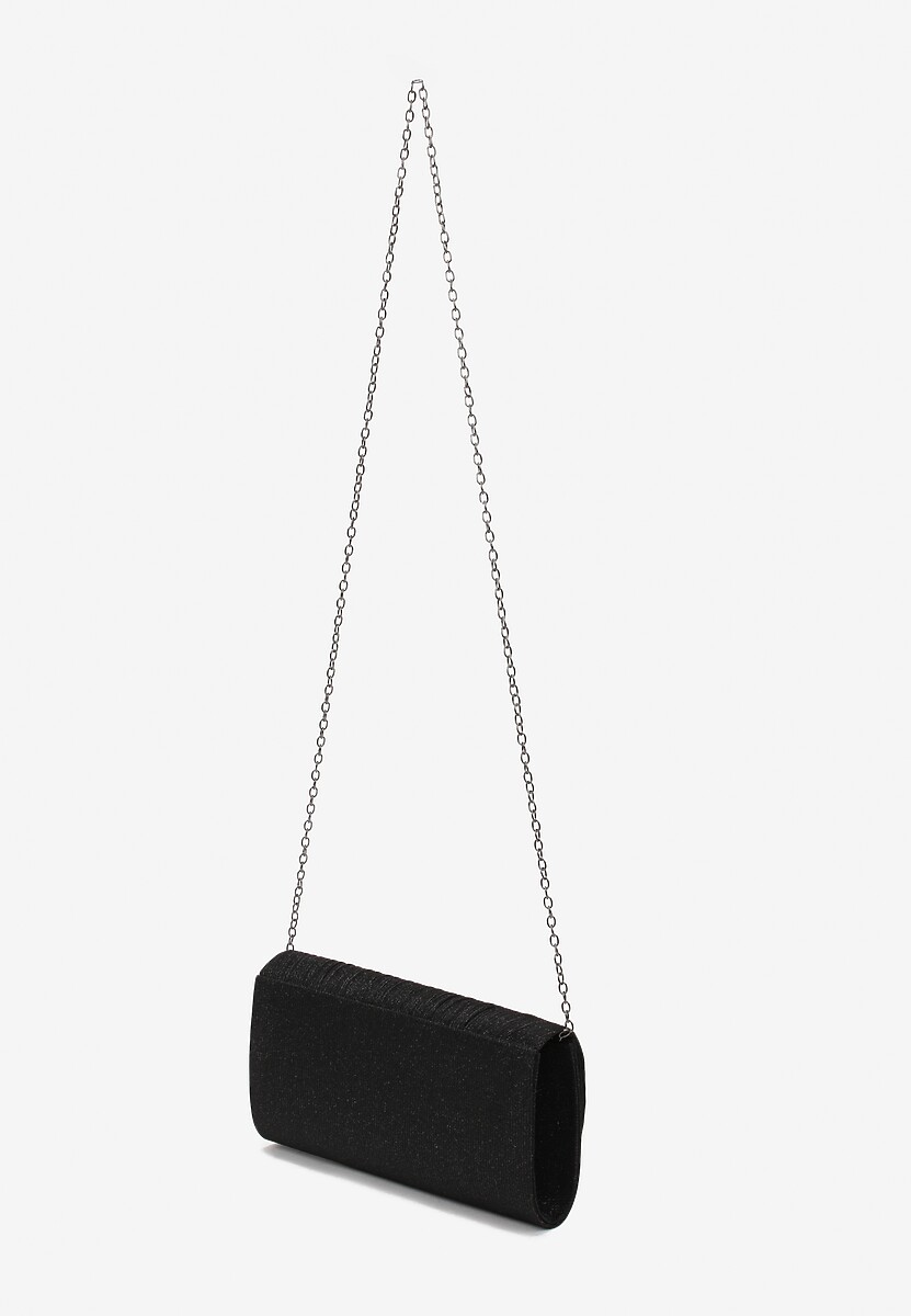 Czarna Brokatowa Torebka Kopertówka z Łańcuszkiem Messera