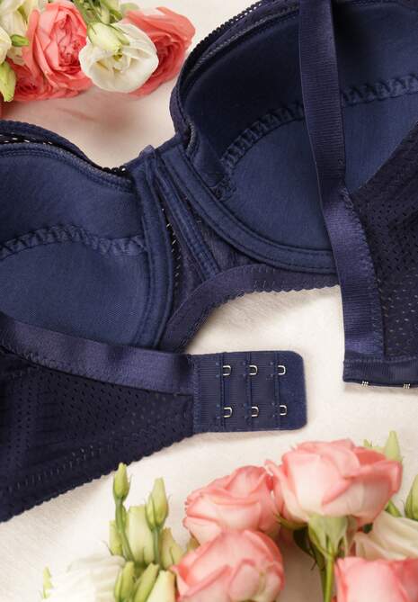 Granatowy Klasyczny Biustonosz z Regulowanymi Ramiączkami Imoni