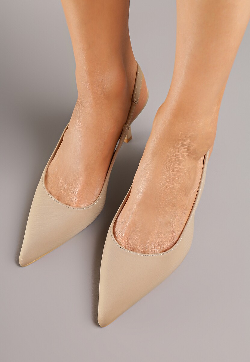 Beżowe Sandały na Szpilce Typu Slingback Melovelle