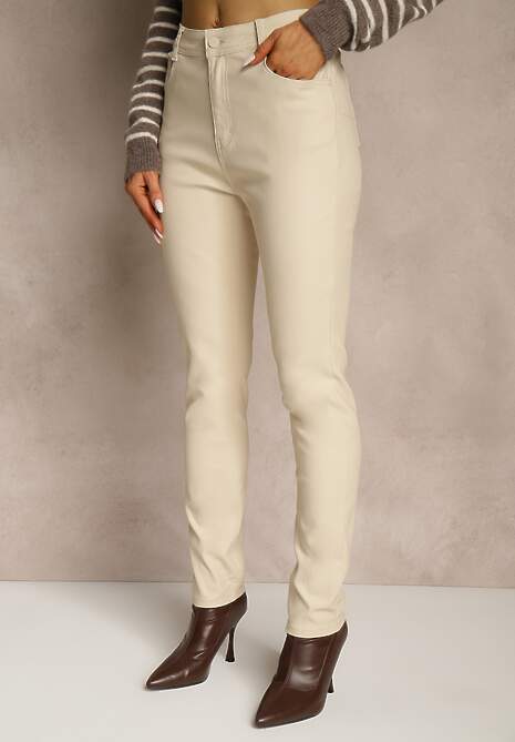 Jasnobeżowe Spodnie Skinny Push Up Zilli