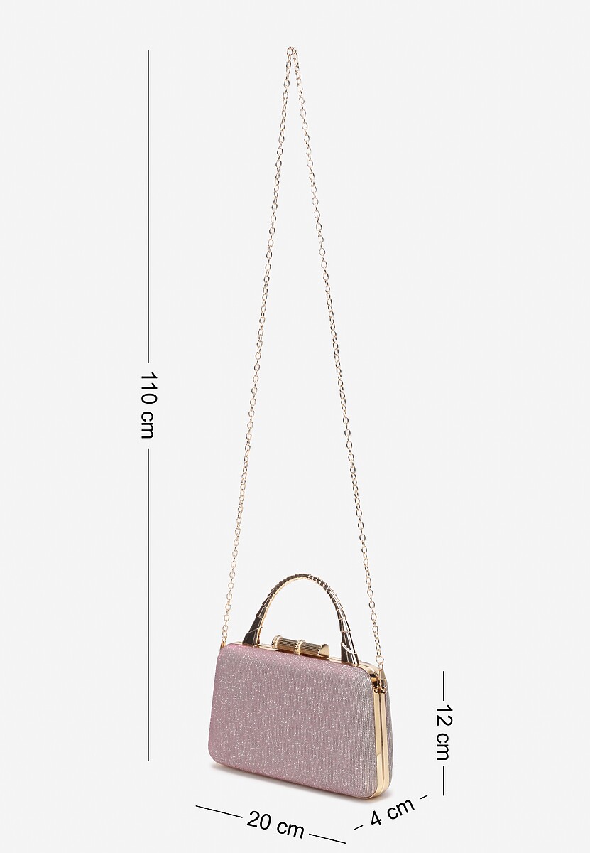 Różowa Połyskująca Torebka Kopertówka z Łańcuszkiem Bouffa