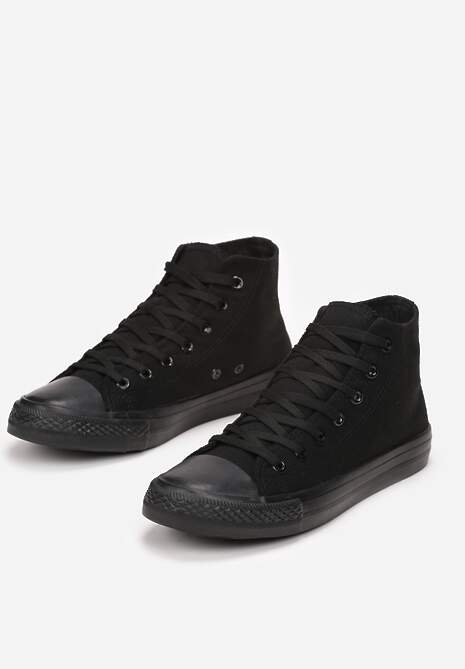 Czarne Trampki za Kostkę Sznurowane Fenor