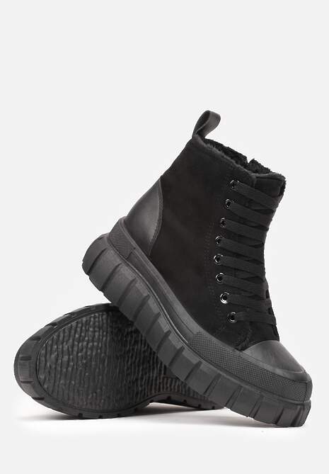 Czarne Botki za Kostkę na Platformie Viuana