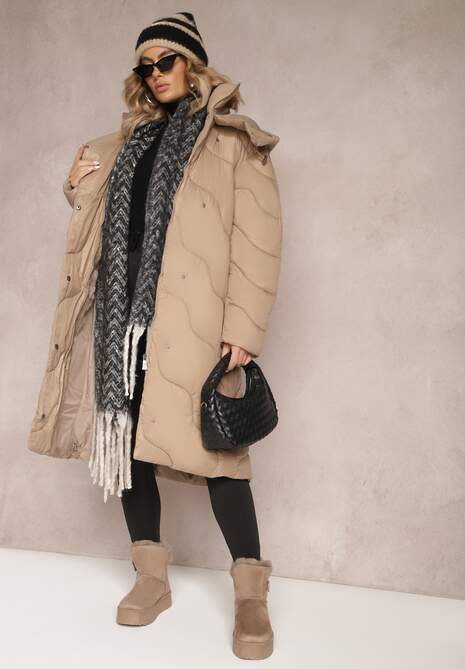 Ciemnobeżowa Kurtka Pikowana Zechia