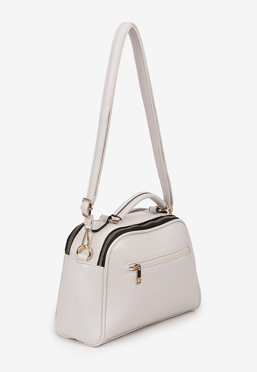Jasnobeżowa Torebka na Ramię z Rączką i Ozdobnym Suwakiem Qloeline