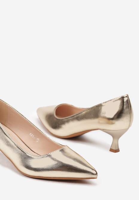 Złote Czółenka Lakierowane na Kaczuszce w Klasycznym Stylu Erisalynne