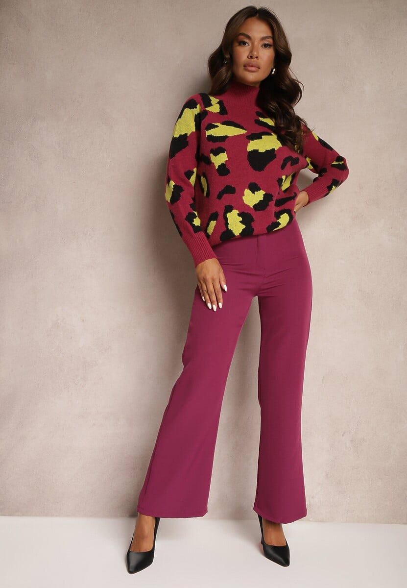 Brązowe Szerokie Spodnie Materiałowe High Waist Dinnes