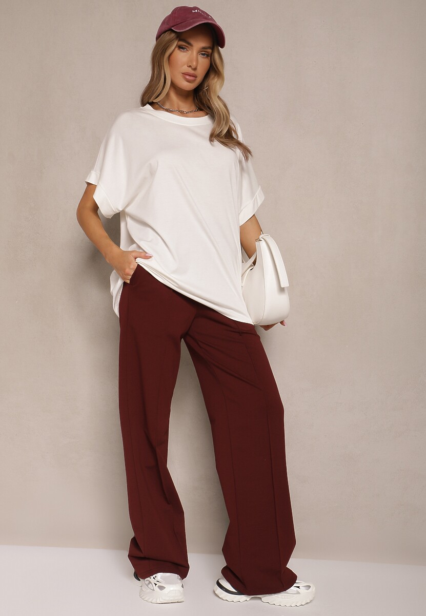 Biały T-shirt z Wiskozą o Fasonie Nietoperza Tanalitha