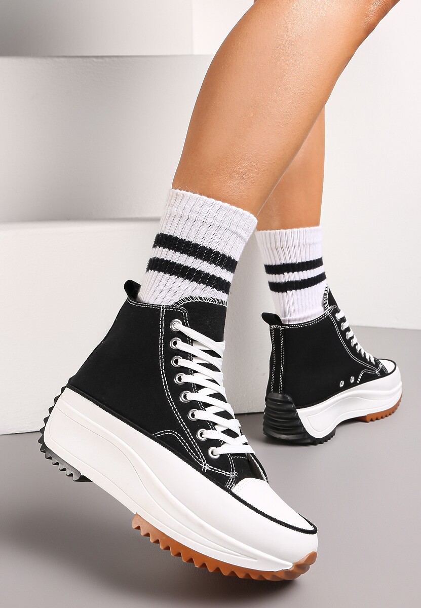 Białe Trampki za Kostkę na Wysokiej Platformie Julieyati