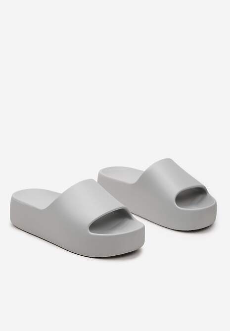 Szare Klapki Basenowe z Pianki na Grubej Podeszwie Anikora