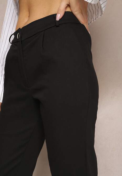 Czarne Spodnie z Regularnym Stanem  z Gumką i Wsuwanymi Kieszeniami Silwena