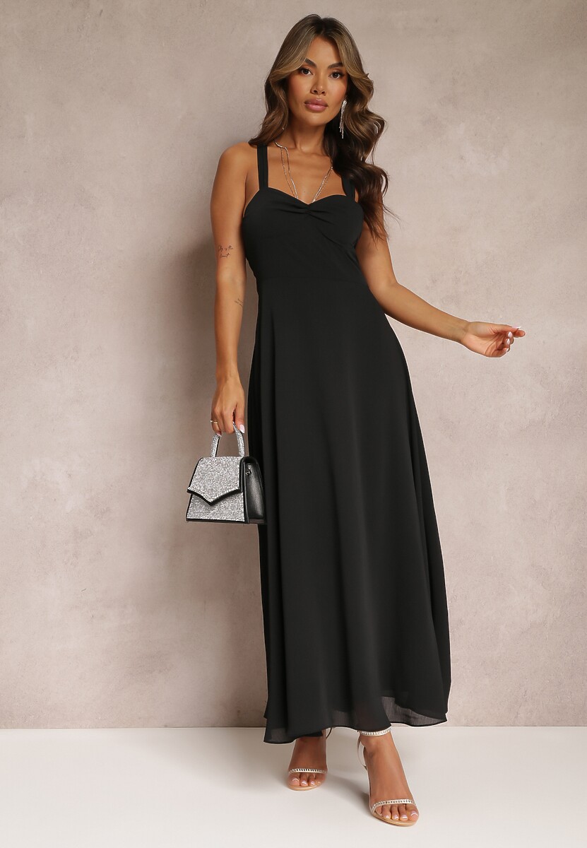 Biała Rozkloszowana Sukienka Koktajlowa Wiązana na Plecach Malori