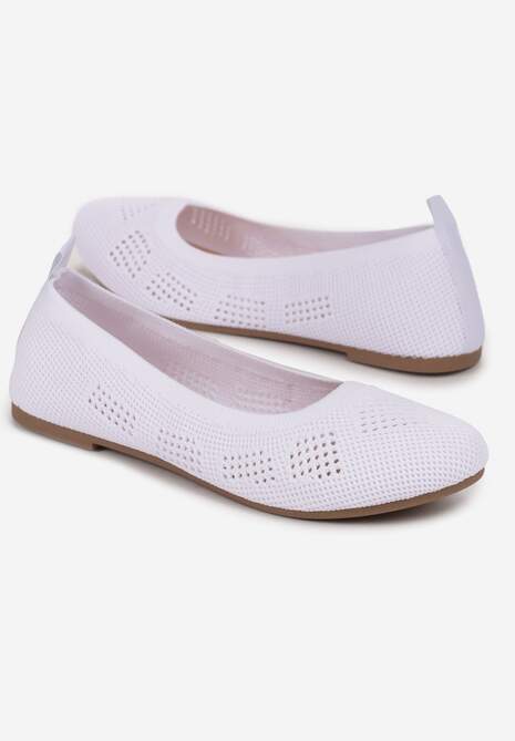 Białe Ażurowe Balerinki z Okrągłym Noskiem Siotte