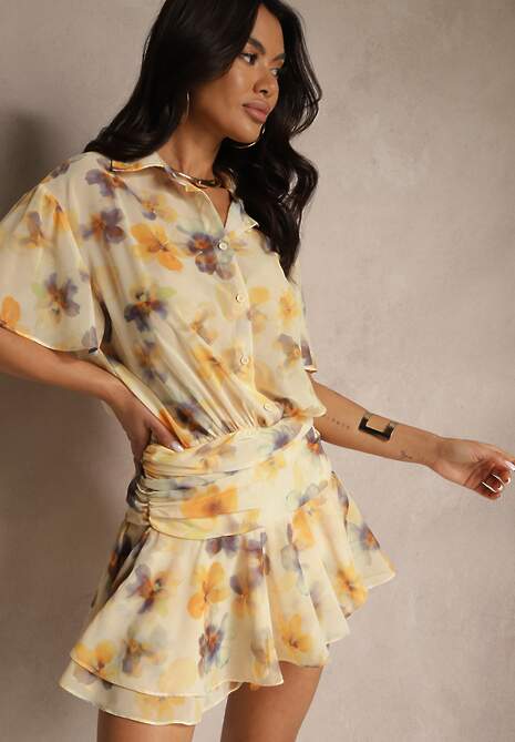 Żółta Sukienka z Falbankami Rindalia
