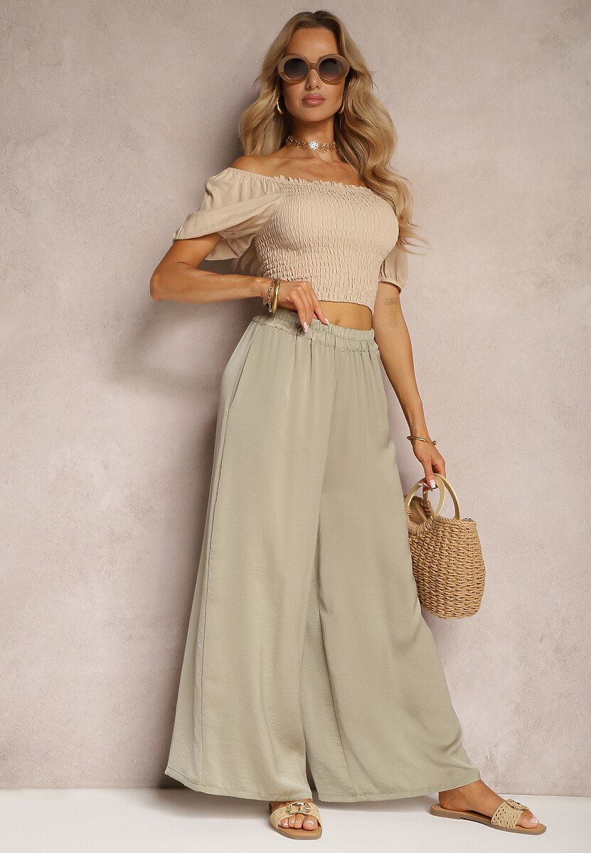 Czarne Wiskozowe Spodnie Szerokie High Waist Rissalene