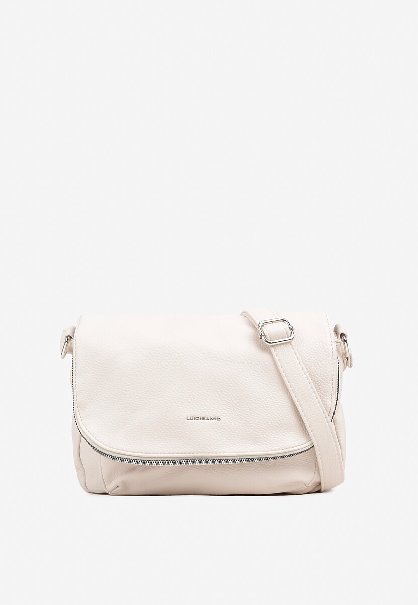 Beżowa Minimalistyczna Torebka Typu Listonoszka z Klapą Redolana