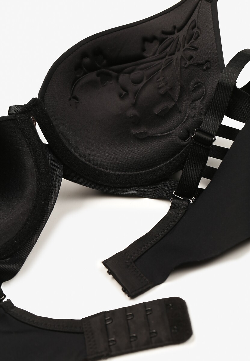 Czarny Biustonosz Ozdobiony Wycięciami z Efektem Push-Up Violetsun