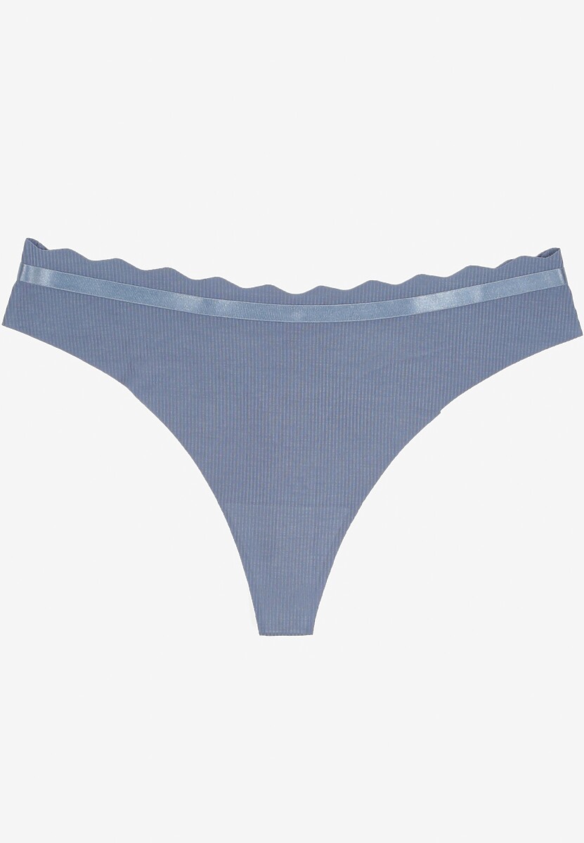 Niebieskie Prążkowane Majtki Stringi z Bawełny Tesivia