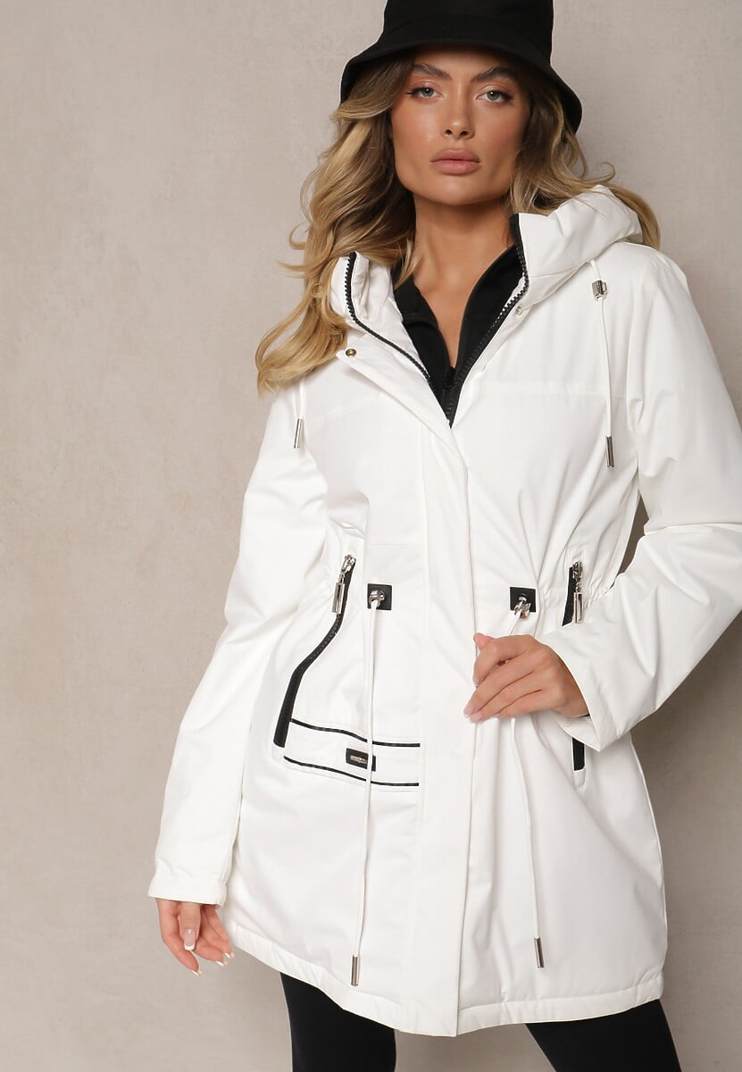 Czerwona Kurtka w Stylu Parki na Napy ze Ściągaczami w Pasie Ardodia