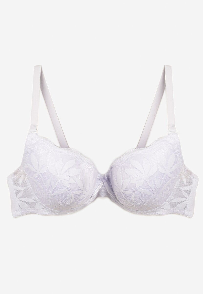 Biały Biustonosz Typu Full Cup z Koronką Ellanis