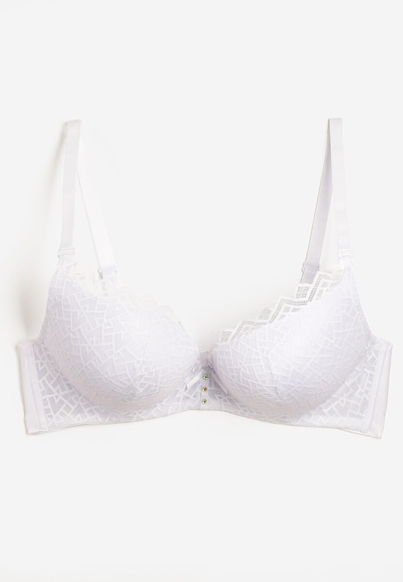 Biały Koronkowy Biustonosz z Efektem Push-Up Dimettra