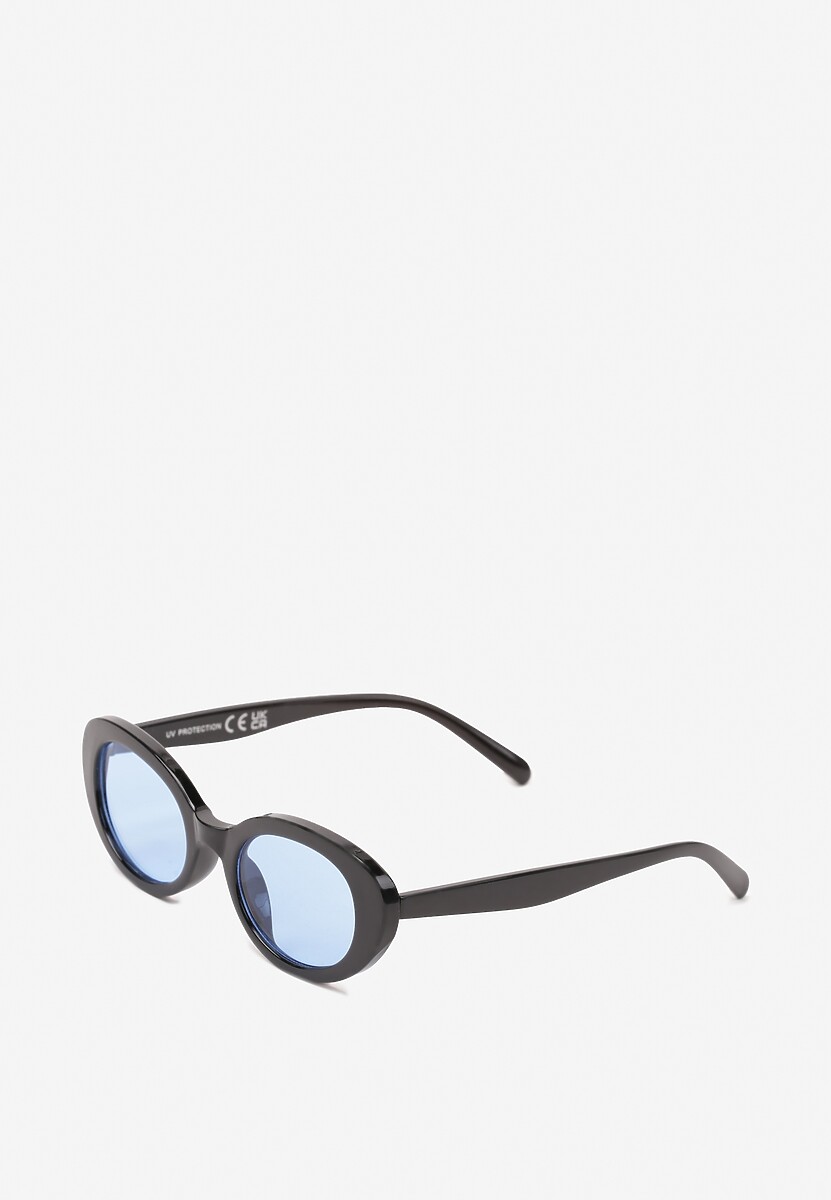 Czarno-Niebieskie Okulary Przeciwsłoneczne o Wąskim Zaokrąglonym Kształcie Xandalea