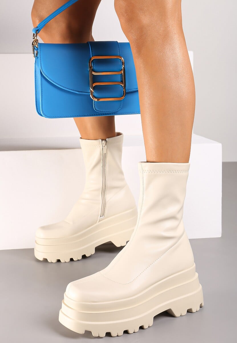 Czarne Botki Workery na Platformie na Suwak z Dopasowaną Cholewką Driefra