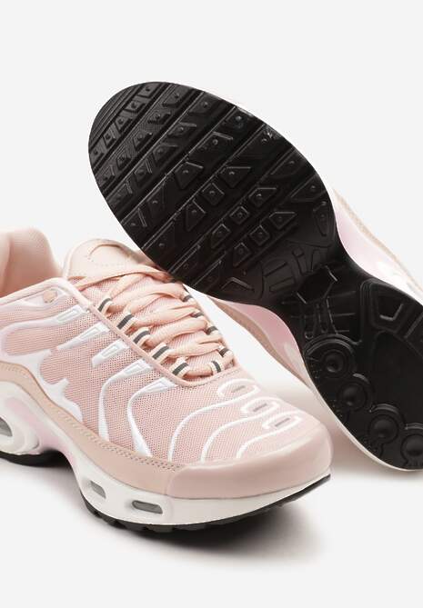 Jasnoróżowe Buty Sportowe Sneakersy z Geometrycznym Tłoczeniem Vulinea