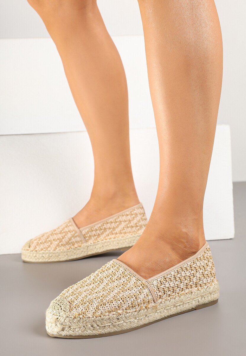 Beżowe Espadryle z Plecionym Sznurkiem Nimiorra