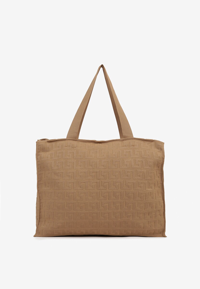 Jasnobeżowa Torebka Shopperka Zdobiona Tłoczonym Wzorem Lannaya