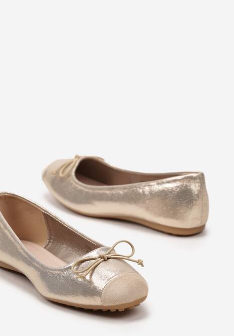Złote Balerinki z Subtelną Kokardką Blosorina
