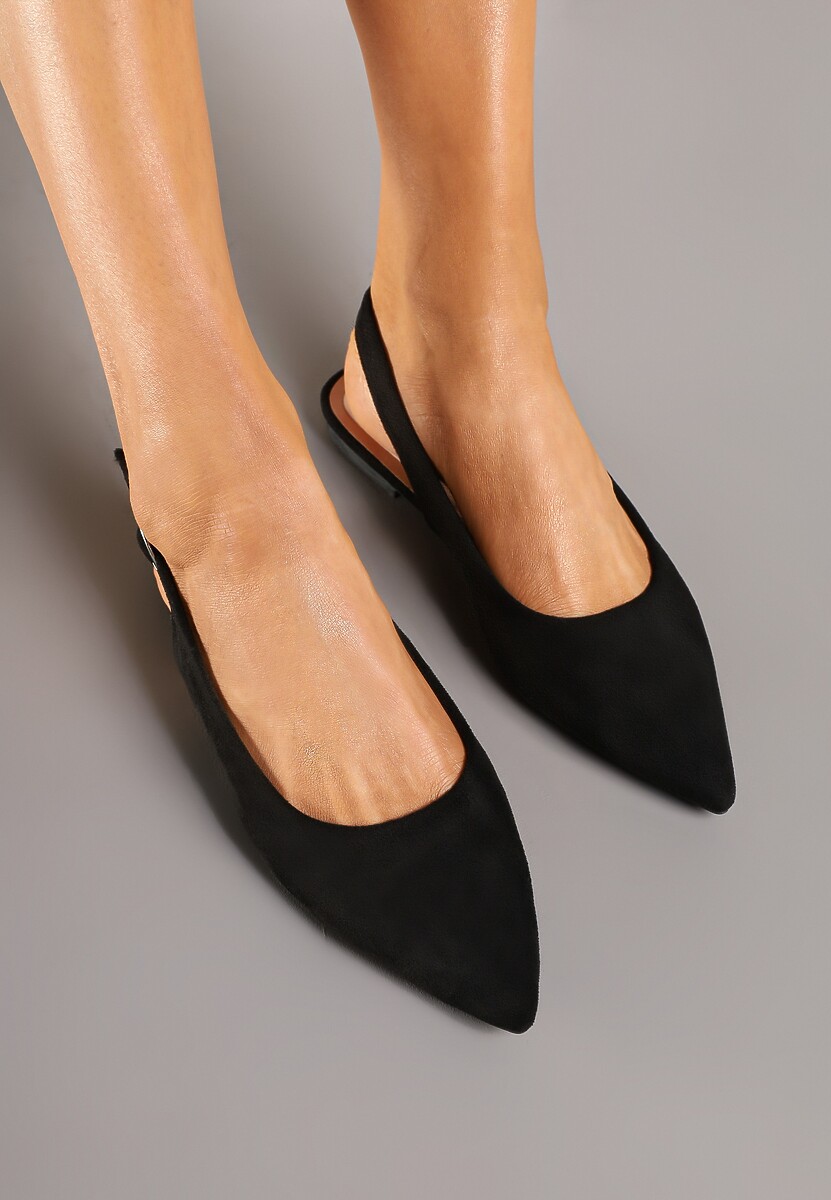 Czarne Sandały na Płaskiej Podeszwie Typu Slingback Nonarielae