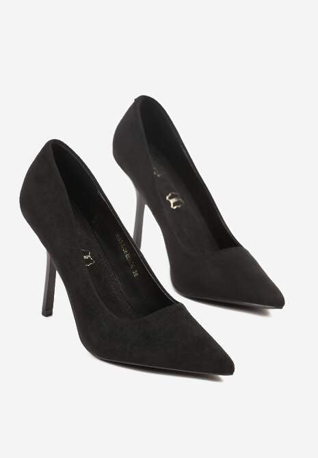 Czarne Szpilki Vices w Klasycznym Stylu ze Skórzaną Wkładką Verile