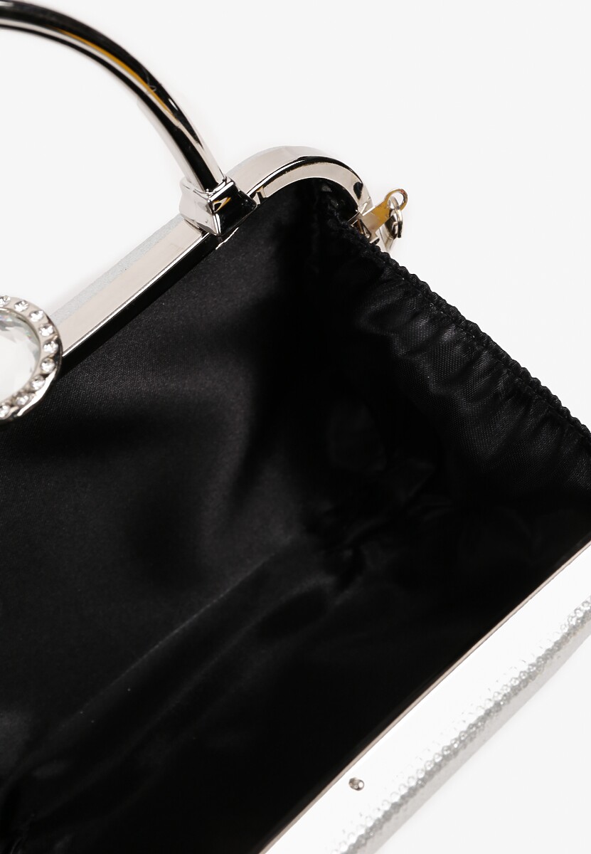 Srebrna Torebka Kopertówka z Ozdobną Rączką i Cyrkoniowym Zatrzaskiem Riverdi