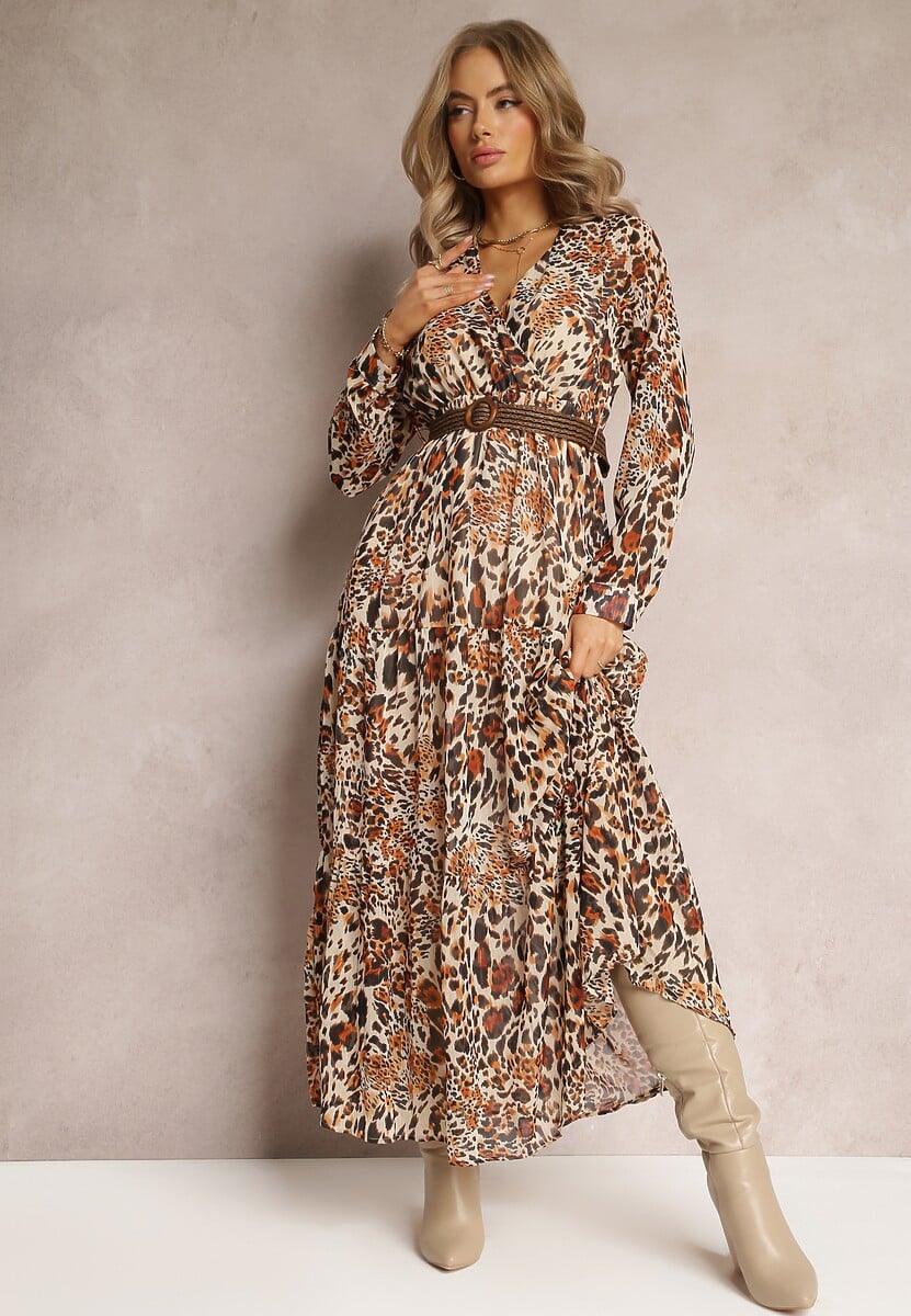 Brązowo-Beżowa Sukienka Hellanassa