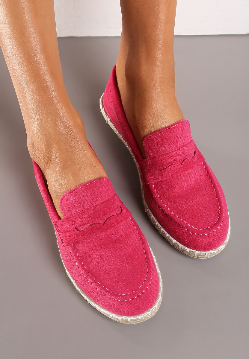 Fuksjowe Mokasyny na Plecionej Podeszwie z Imitacji Zamszu Viadara
